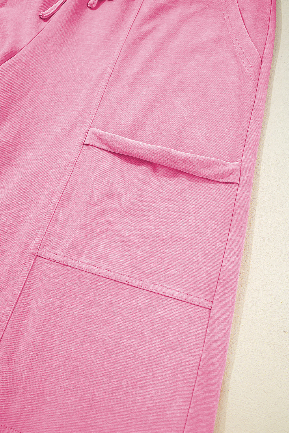 Bonbon Mineral Wash Exposed Seam Wide Leg Cargo Pants