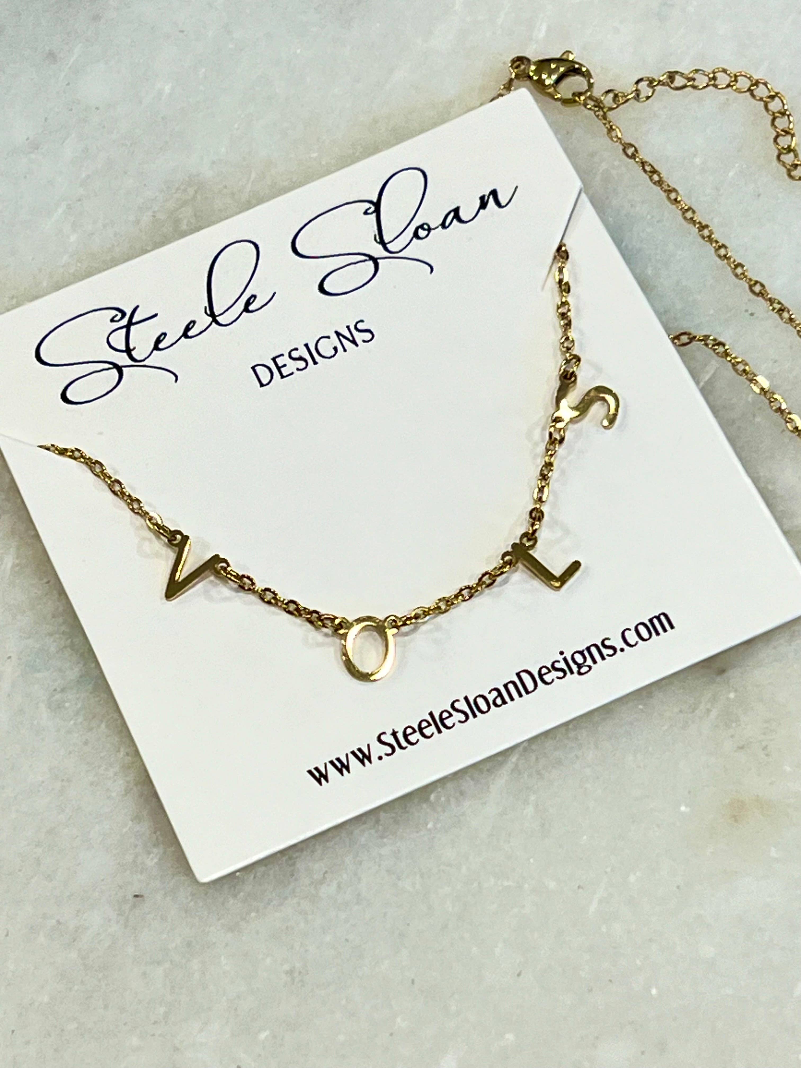 VOLS Charm Necklace Gold VOLS Dangle Layer Necklace 
