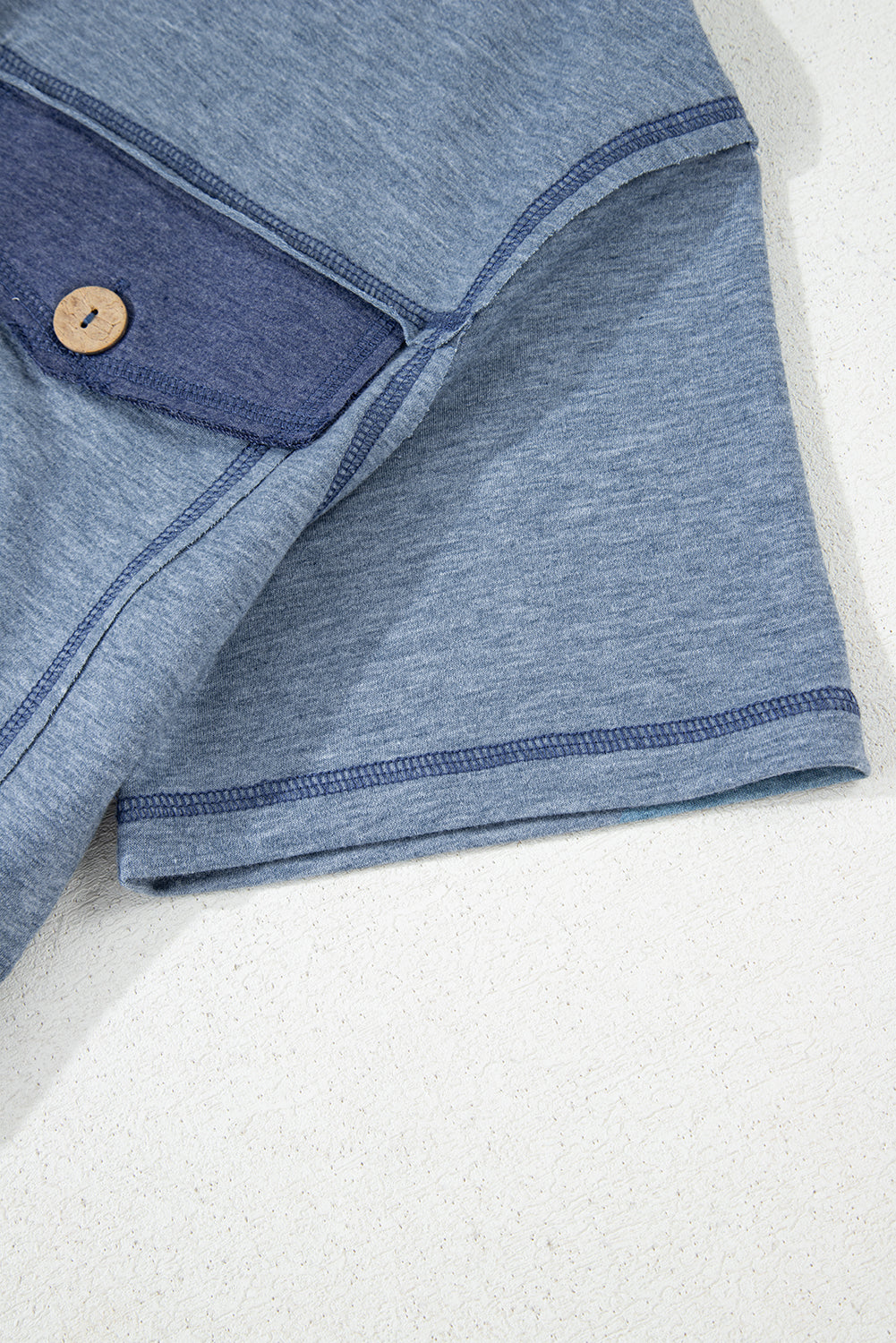 Beau Blue Patchwork Pocket Short Sleeve Jumpsuit
