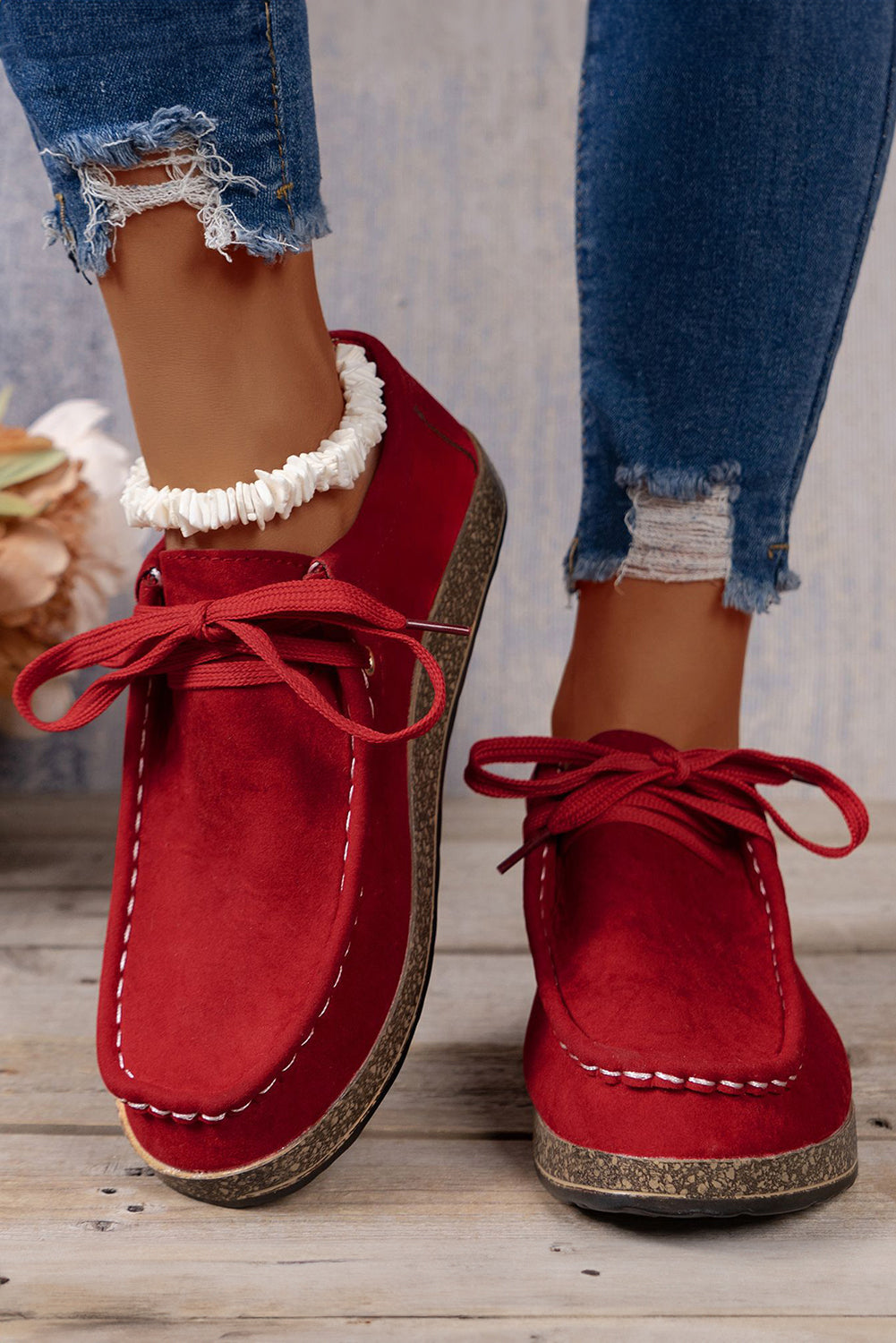 Coffee Lace Up Casual Shoes