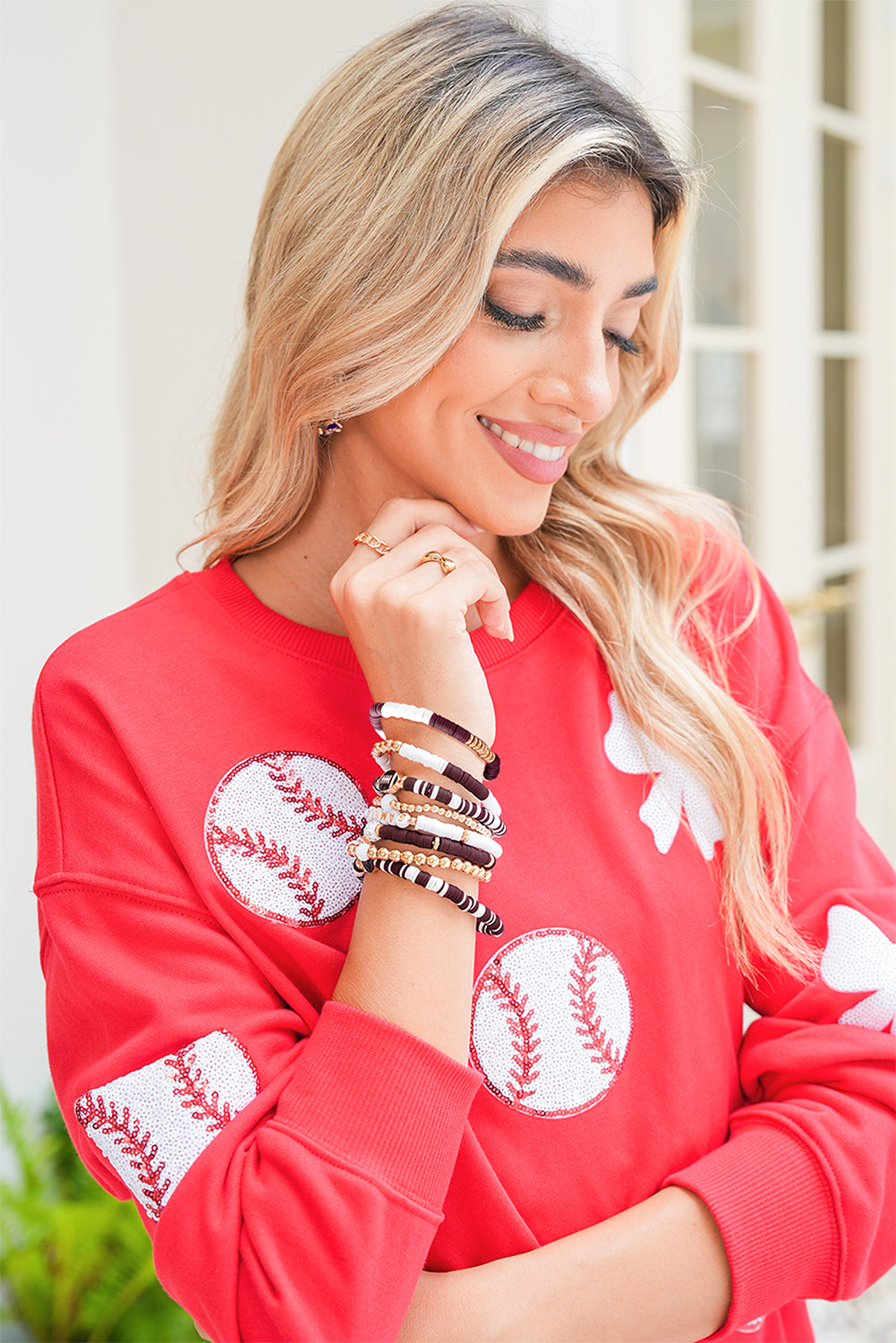 Chestnut Game Day Football Beaded Bracelet Set