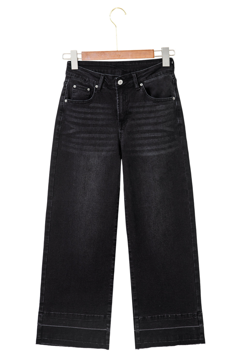 Real Teal Raw Hem Straight Leg Loose High Waist Jeans