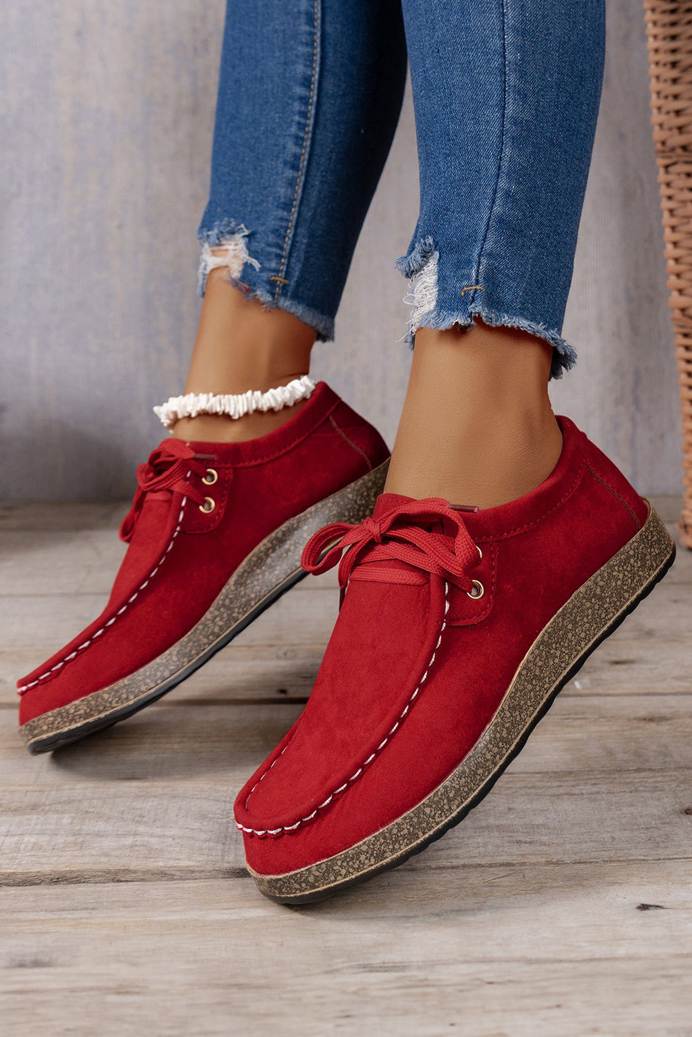 Coffee Lace Up Casual Shoes