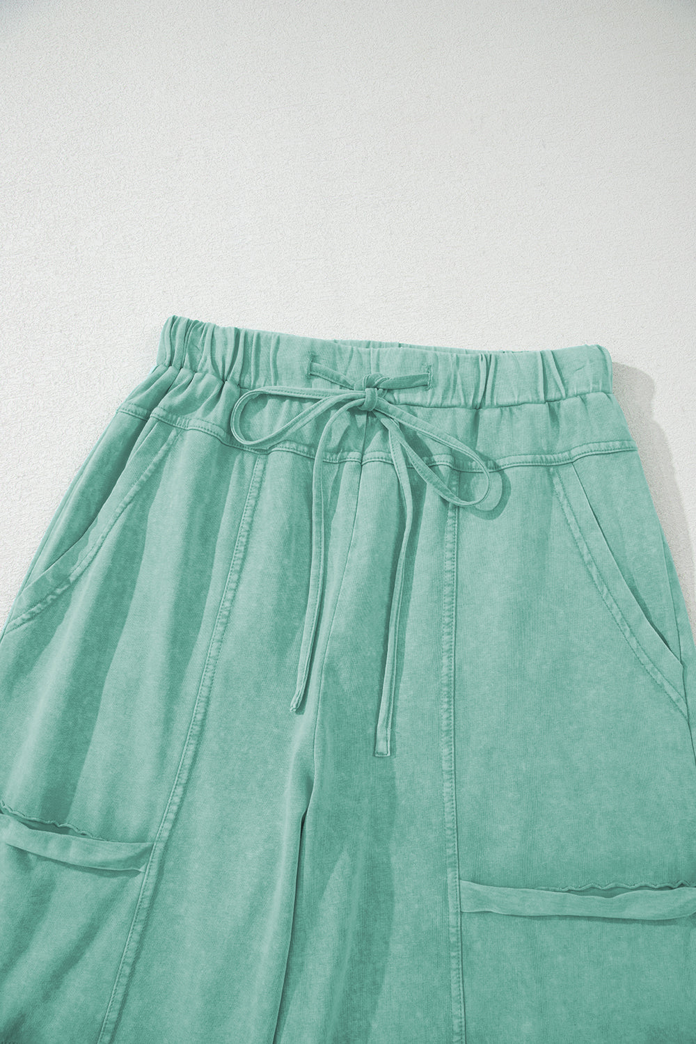 Bonbon Mineral Wash Exposed Seam Wide Leg Cargo Pants