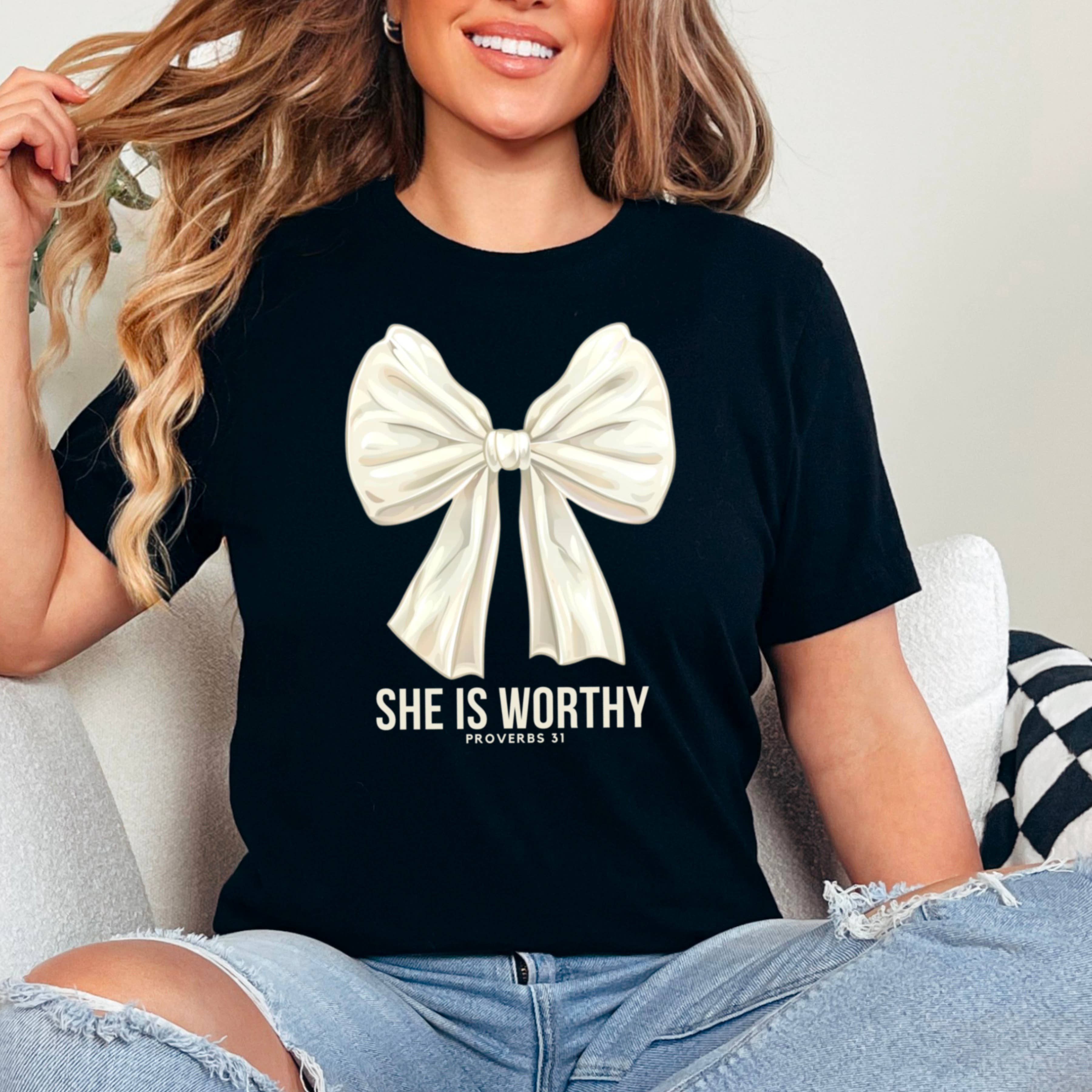 She Is Worthy Graphic Tee | Christian Apparel |Comfort Color