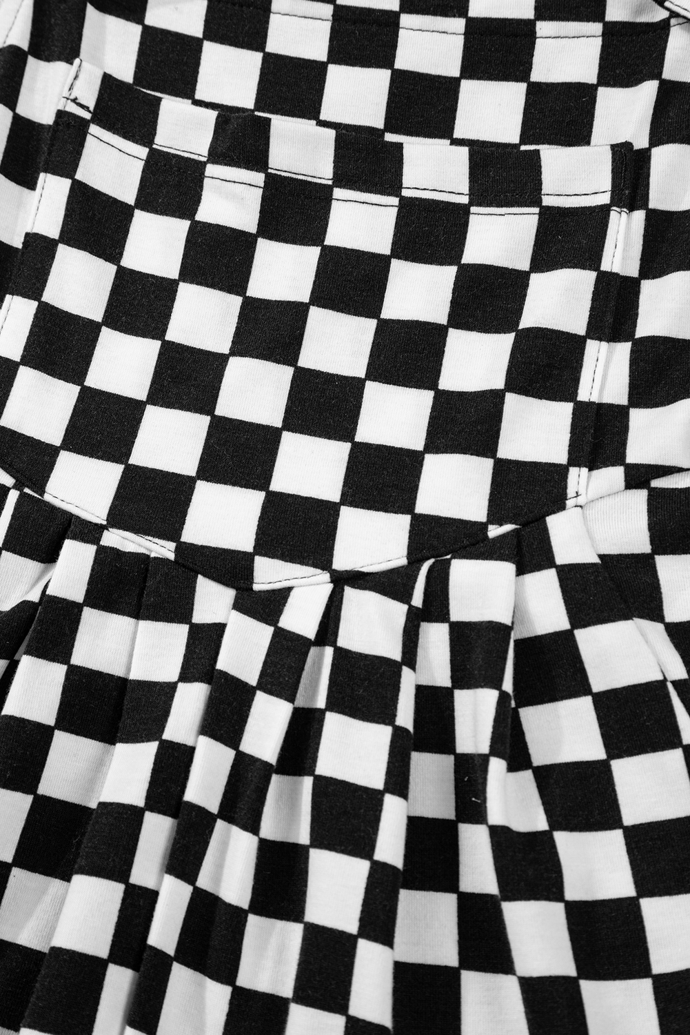 Black Checkered Print Pocketed Wide Leg Overall