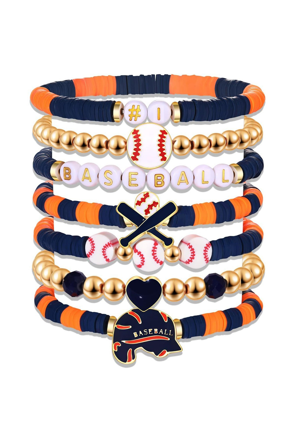 Russet Orange Game Day Baseball Bracelet Set