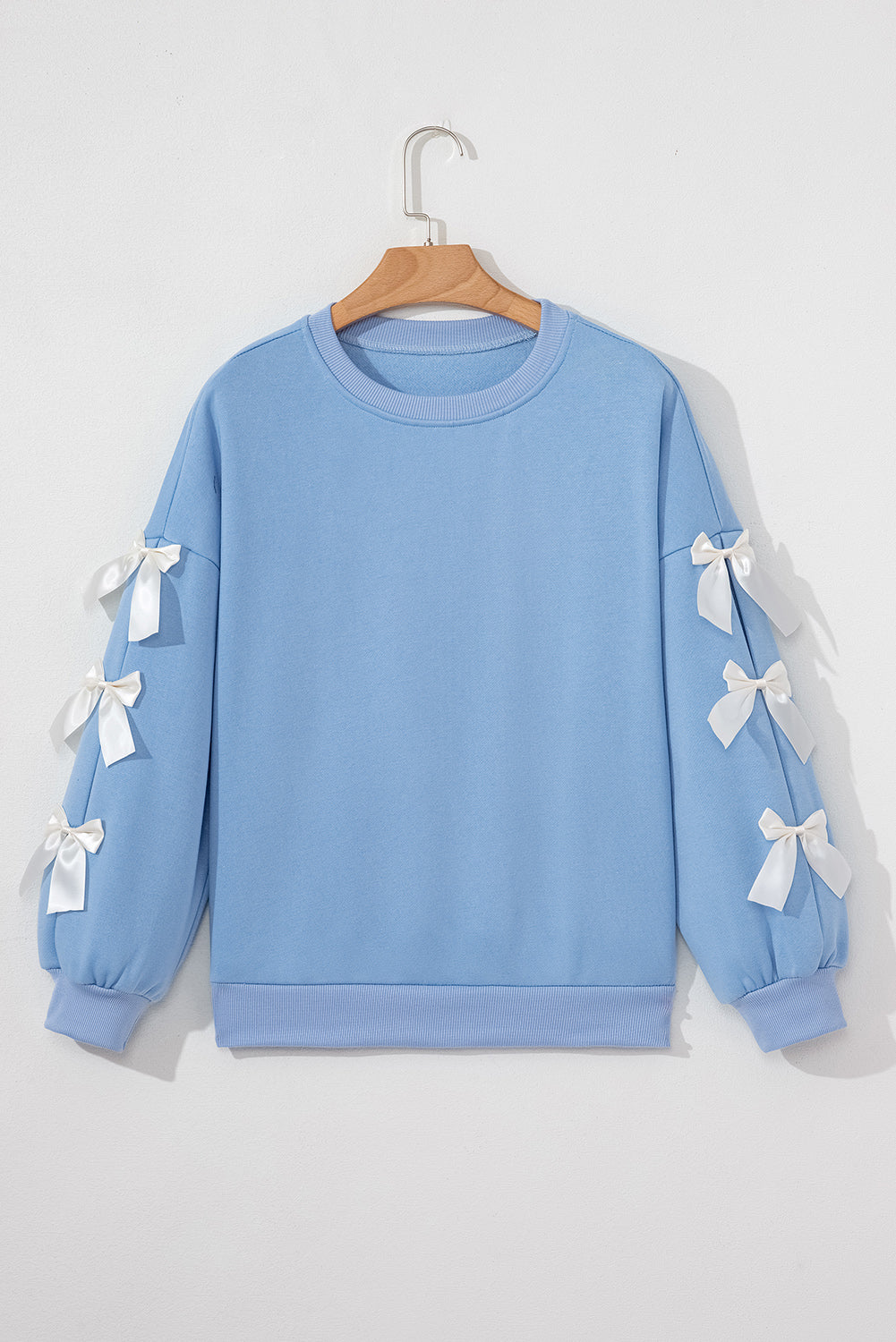 Fiery Red Sweet Bowknot Round Neck Sweatshirt