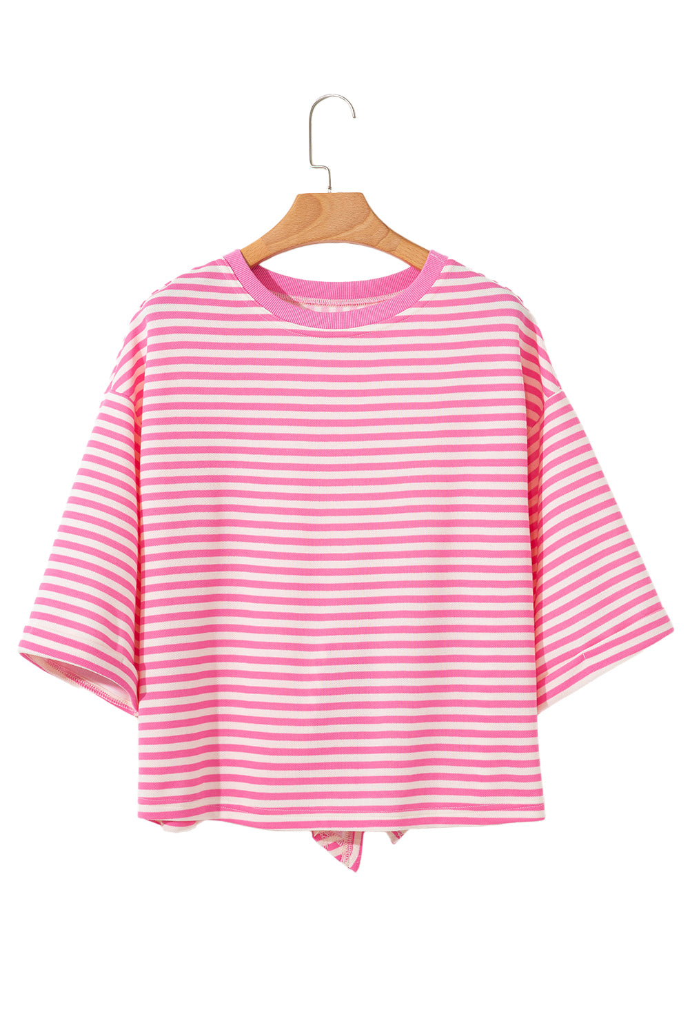 Black Stripe Bowknot Backless T-Shirt