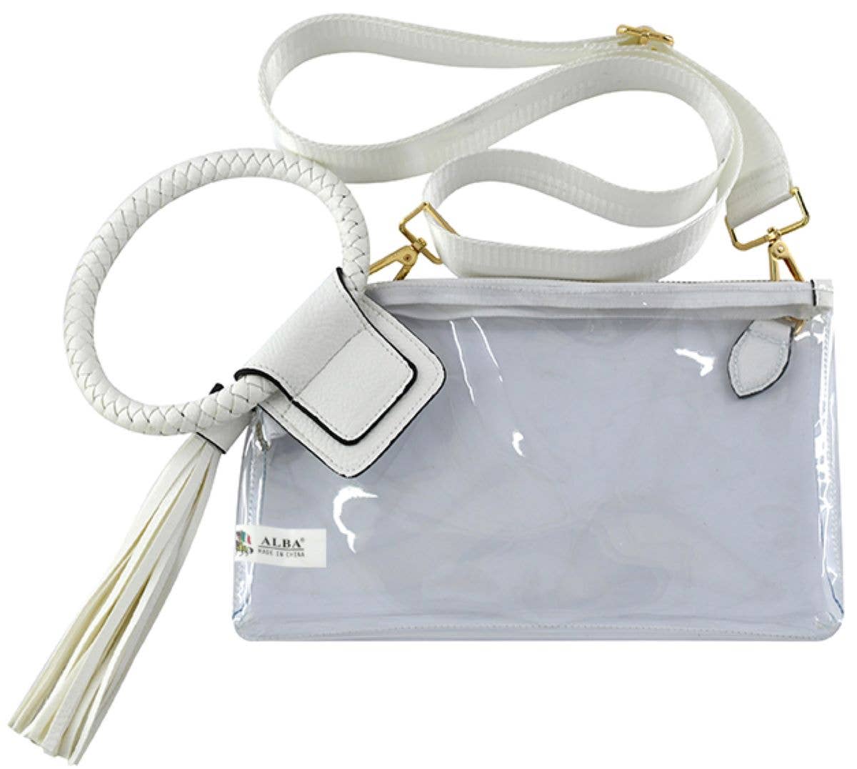AD205T See Through Clear Cuff Handle Tassel Wrislet Clutch