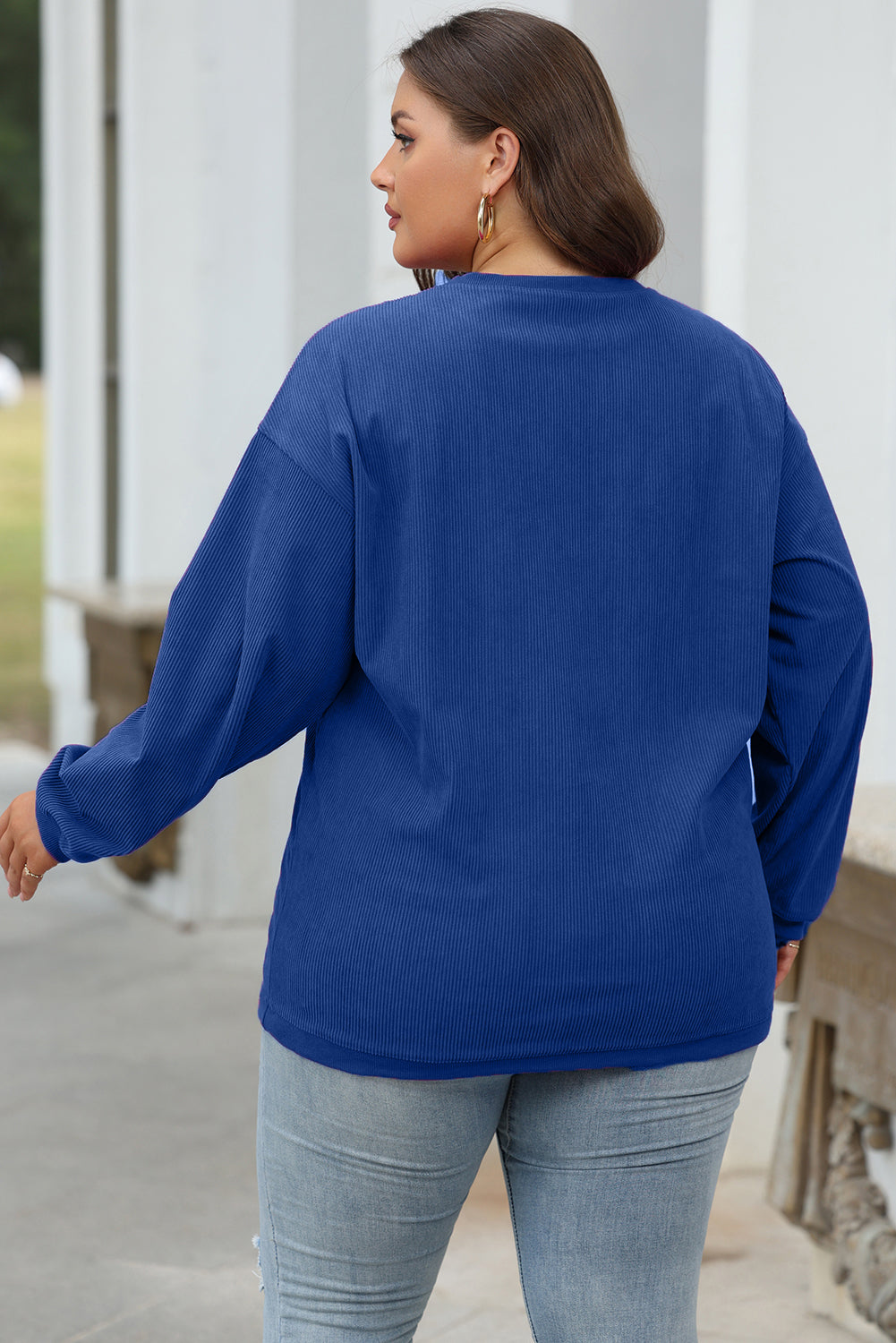 Orange Ribbed Corduroy Oversized Sweatshirt
