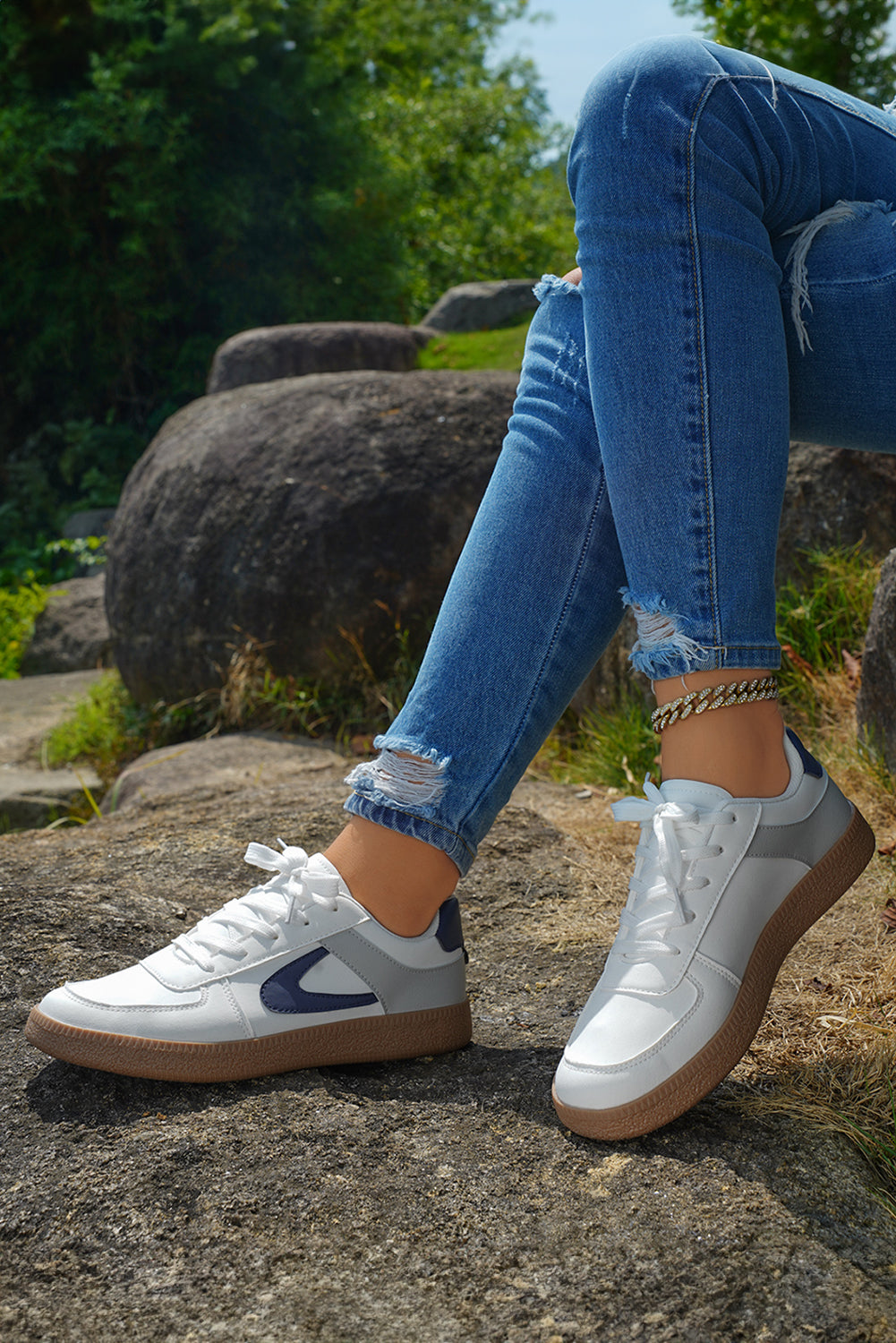 Coffee PU Leather Lace Up Sneakers