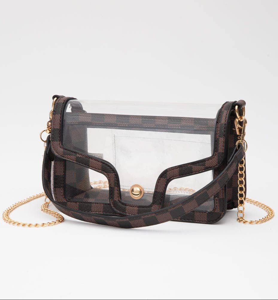 TG10756 Becky Checker Crossbody Bag With Chain Strap