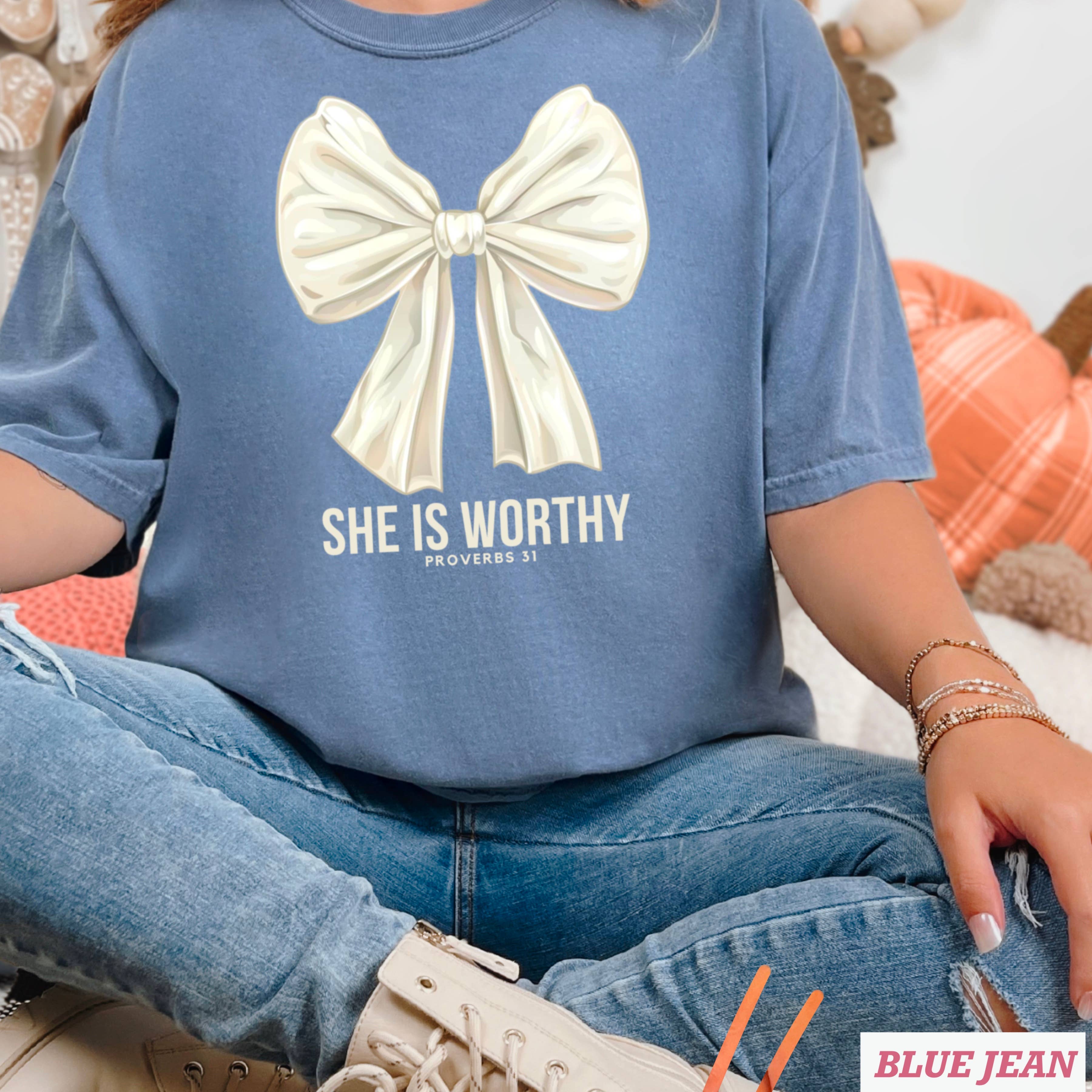 She Is Worthy Graphic Tee | Christian Apparel |Comfort Color