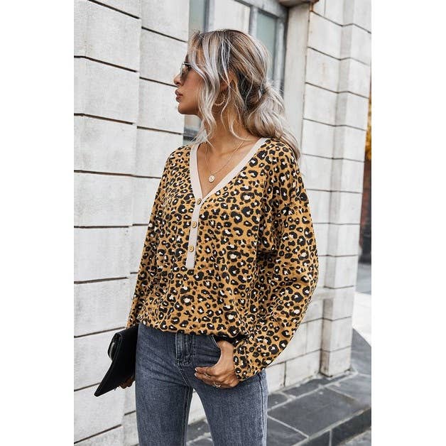 Spot On! Button V-Neck