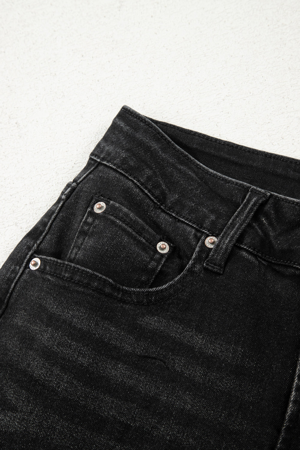 Real Teal Raw Hem Straight Leg Loose High Waist Jeans