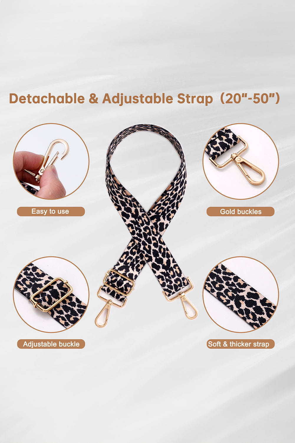 Gold Clear PVC Leopard Shoulder Strap Crossbody Bag