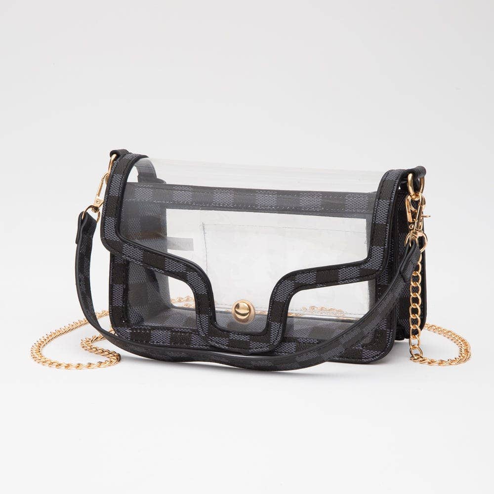 TG10756 Becky Checker Crossbody Bag With Chain Strap