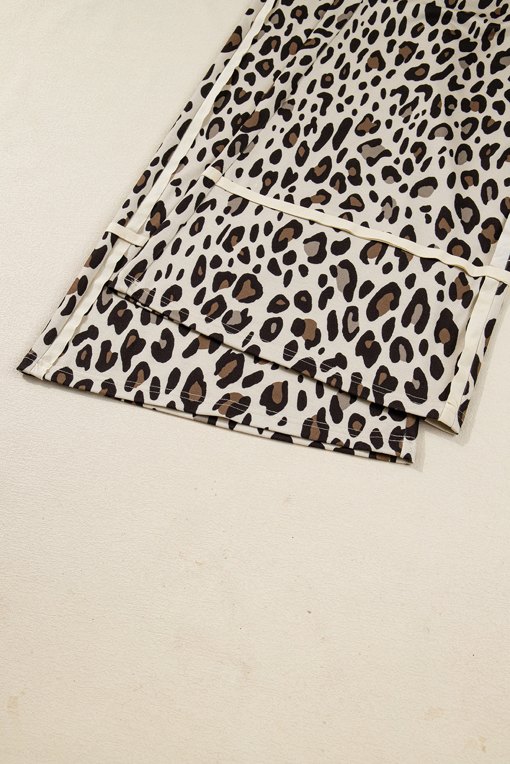 Khaki Leopard Wide Leg Cropped Pants