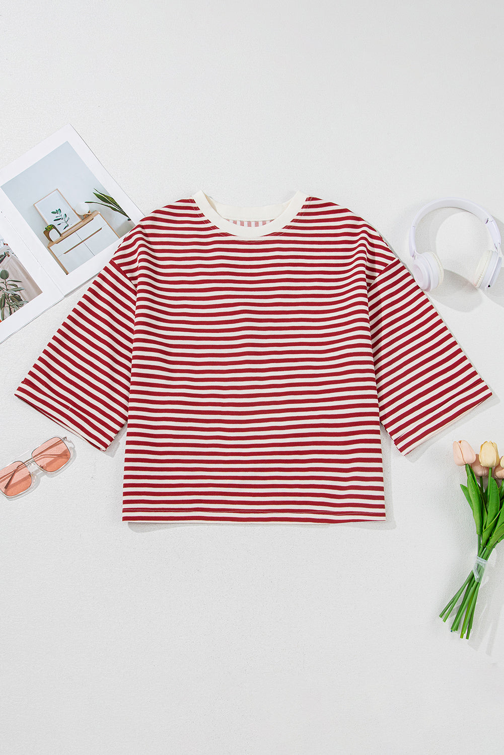 Black Stripe Bowknot Backless T-Shirt