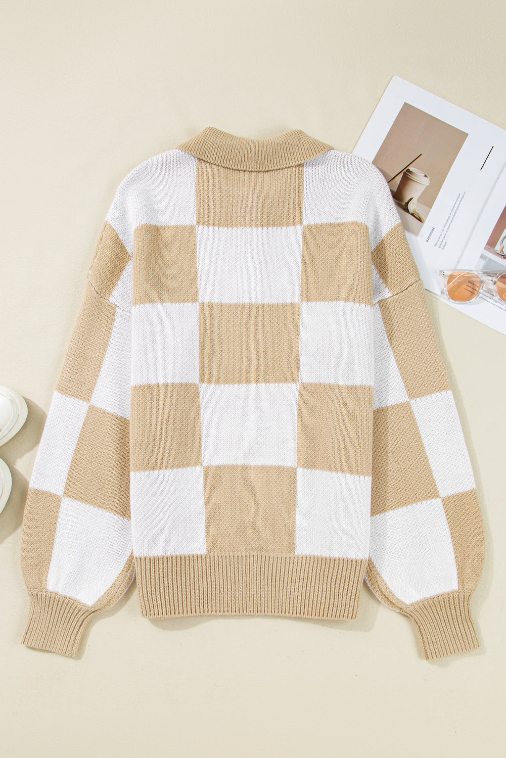 Checker Grid Polo Sweater