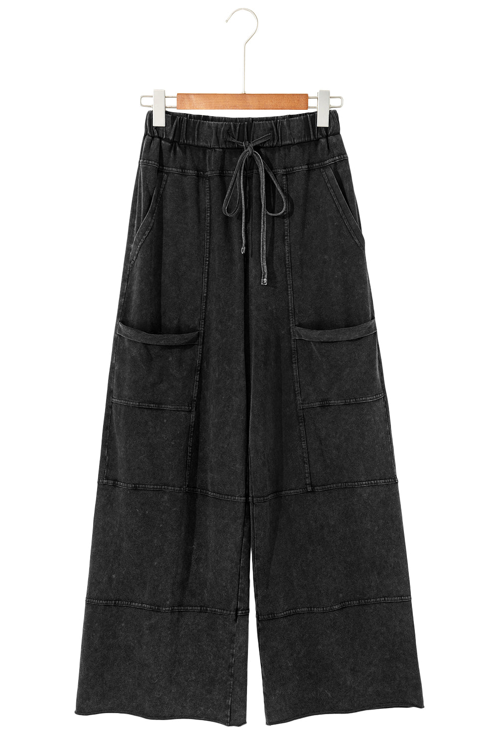 Bonbon Mineral Wash Exposed Seam Wide Leg Cargo Pants