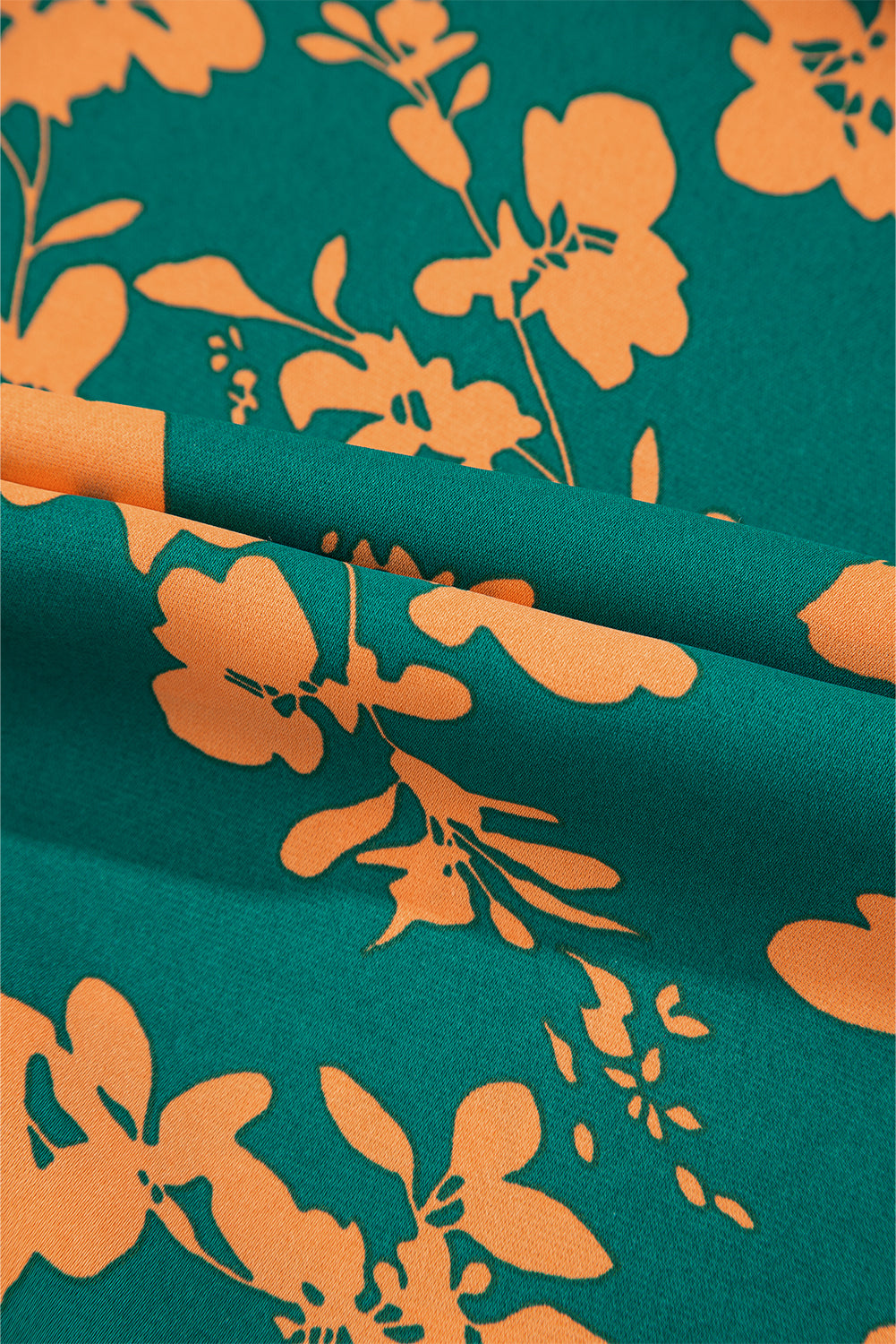 Green Floral Print Drawstring Flowy Short Dress