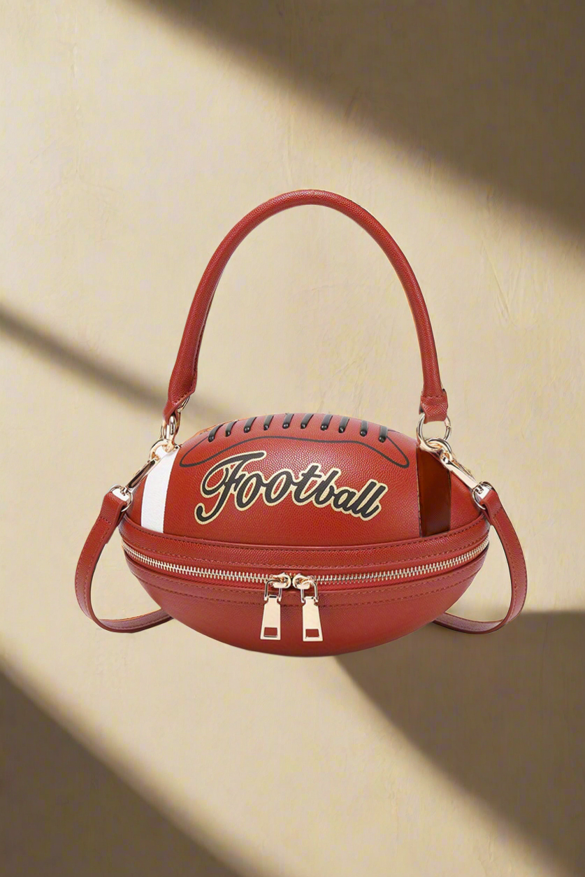 Chestnut PU Leather Football Shape Crossbody Bag