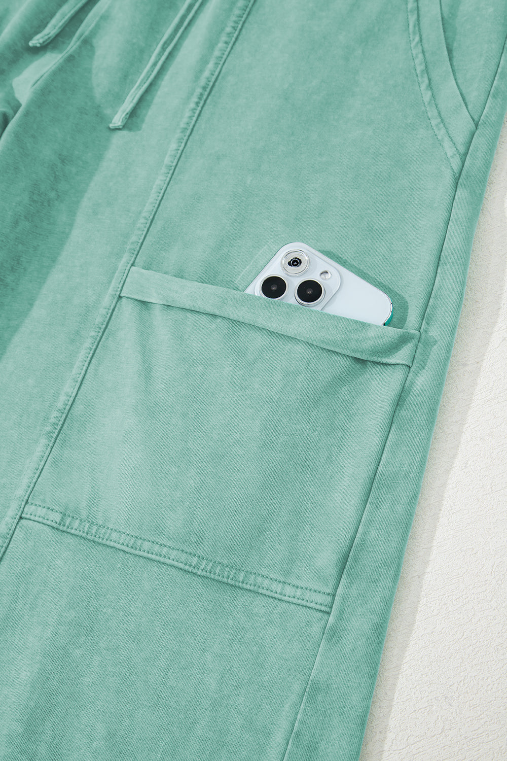 Bonbon Mineral Wash Exposed Seam Wide Leg Cargo Pants