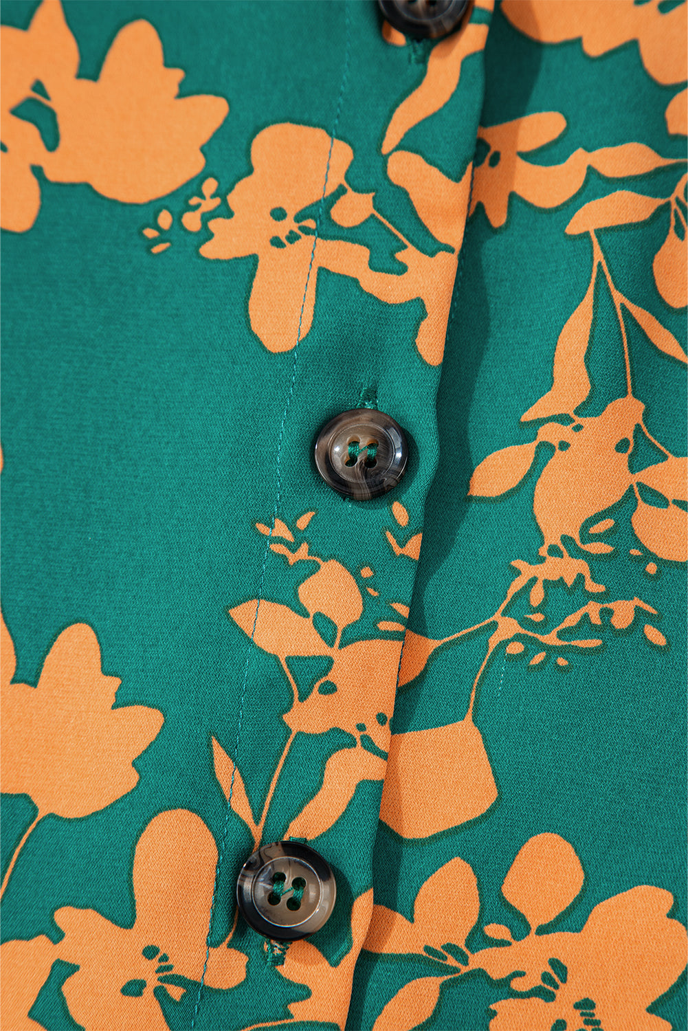 Green Floral Print Drawstring Flowy Short Dress