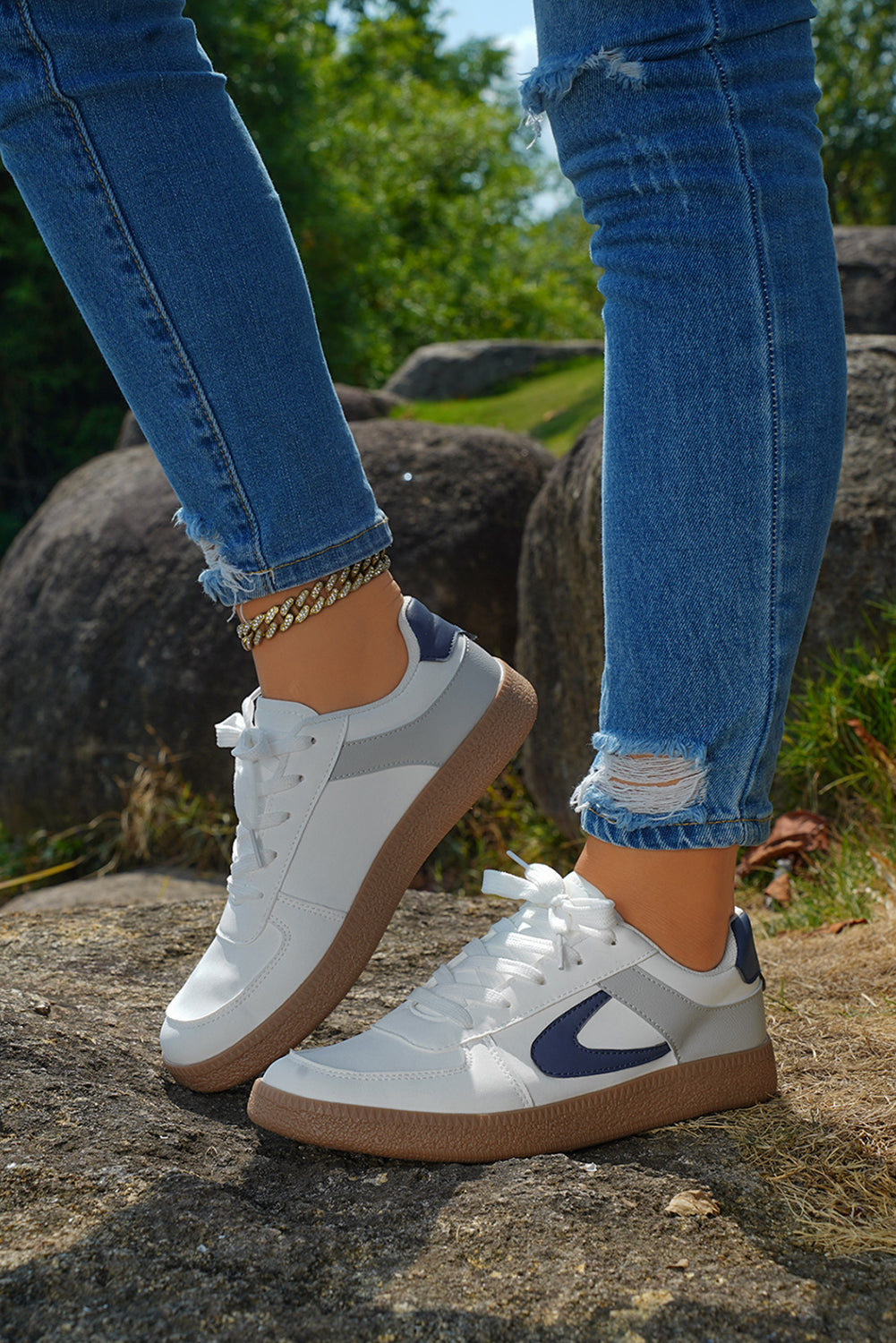 Coffee PU Leather Lace Up Sneakers