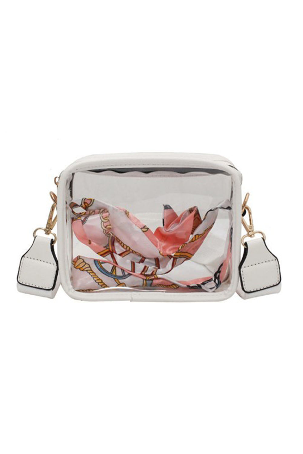 Black Clear PVC Wide Strap Crossbody Bag