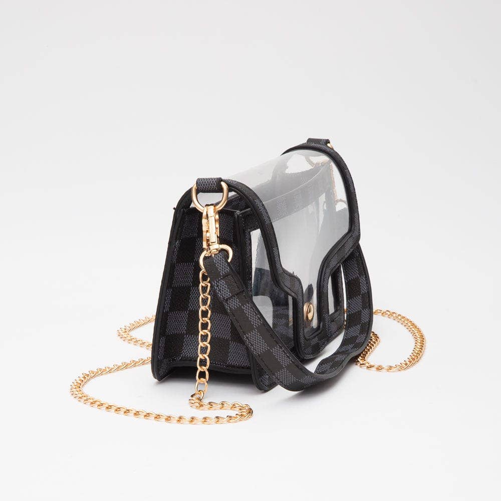 TG10756 Becky Checker Crossbody Bag With Chain Strap