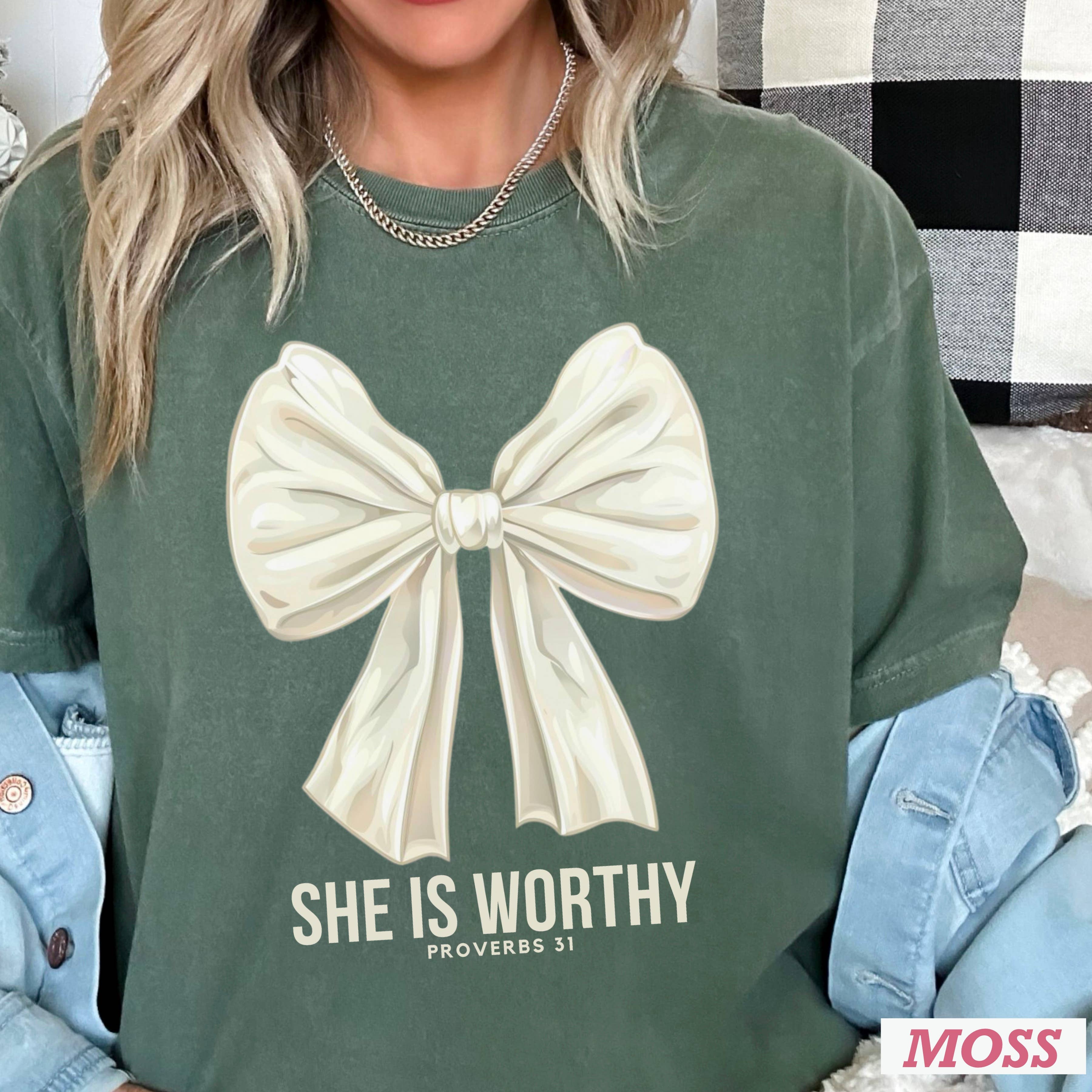 She Is Worthy Graphic Tee | Christian Apparel |Comfort Color