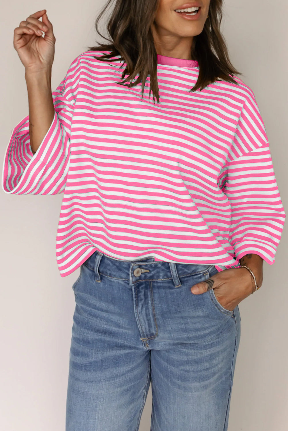 Black Stripe Bowknot Backless T-Shirt