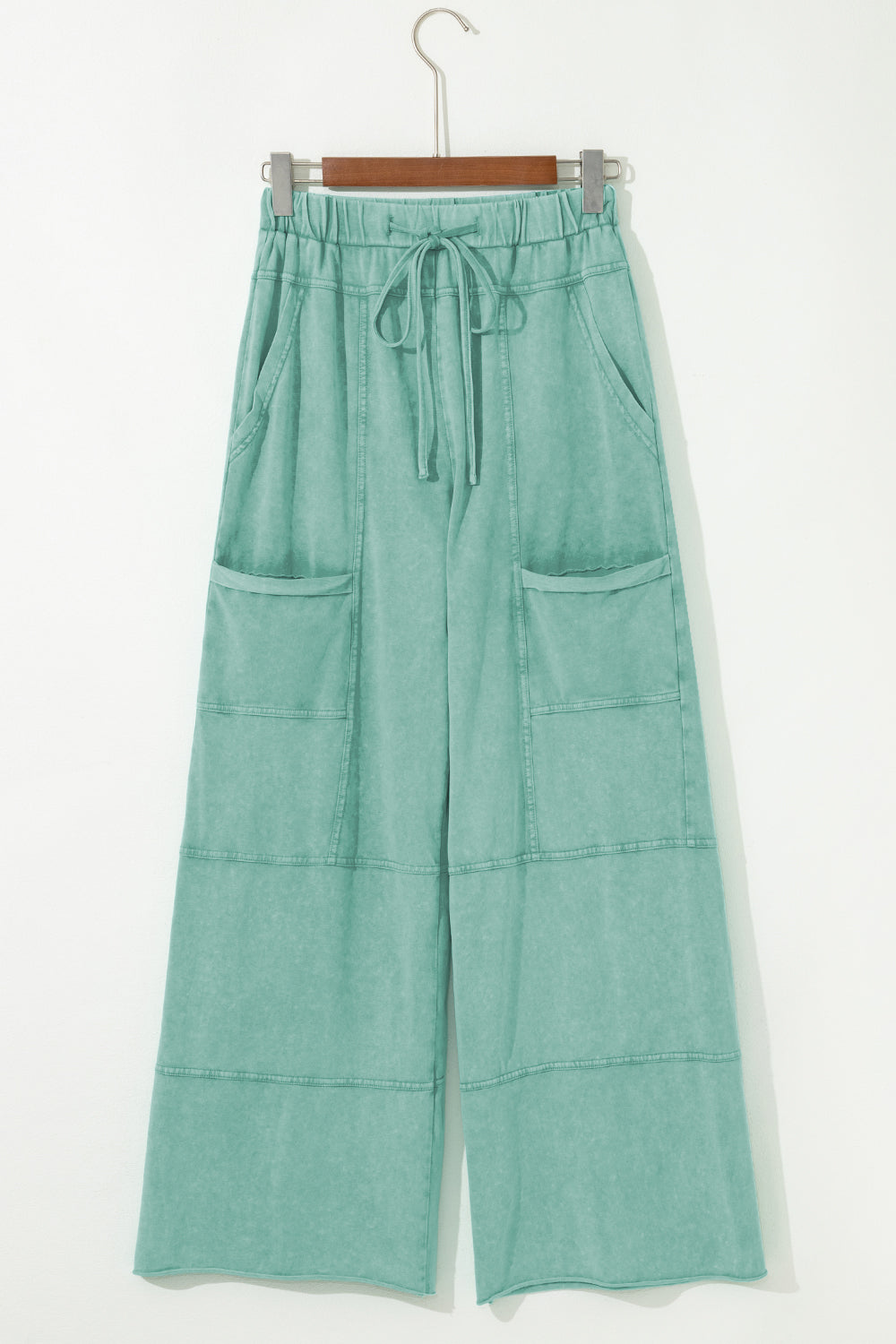 Bonbon Mineral Wash Exposed Seam Wide Leg Cargo Pants