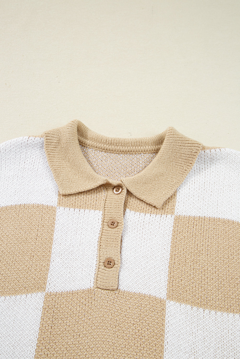 Checker Grid Polo Sweater
