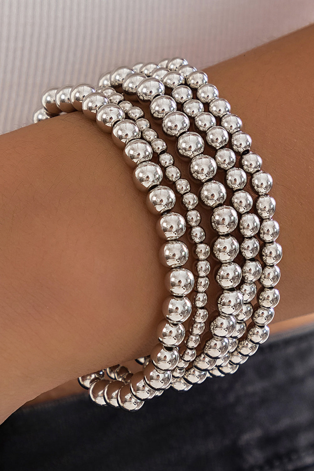 White Multi Layered Beaded Bracelet