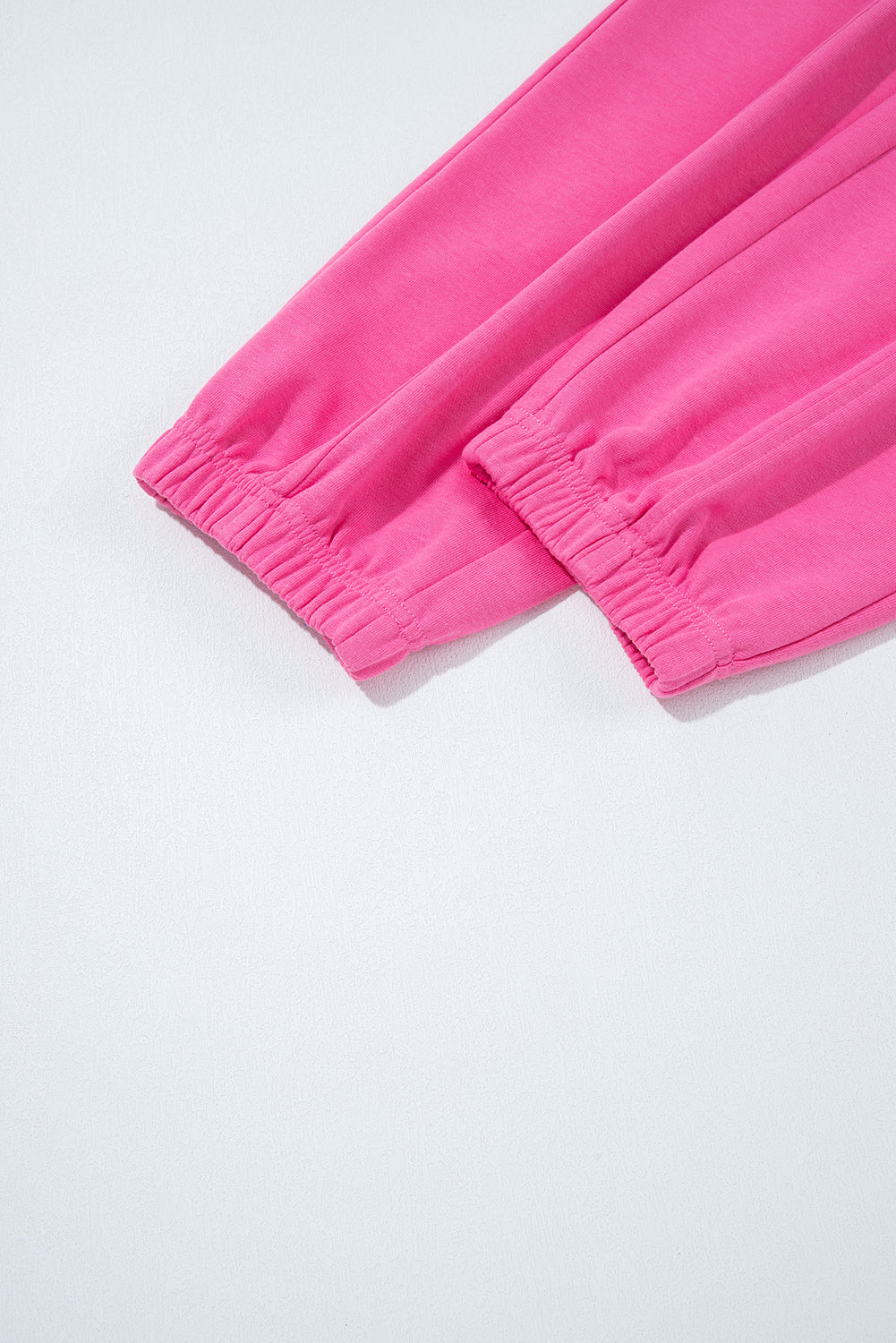 Bright Pink Raw Edge Henley Pullover and Jogger Pants Set