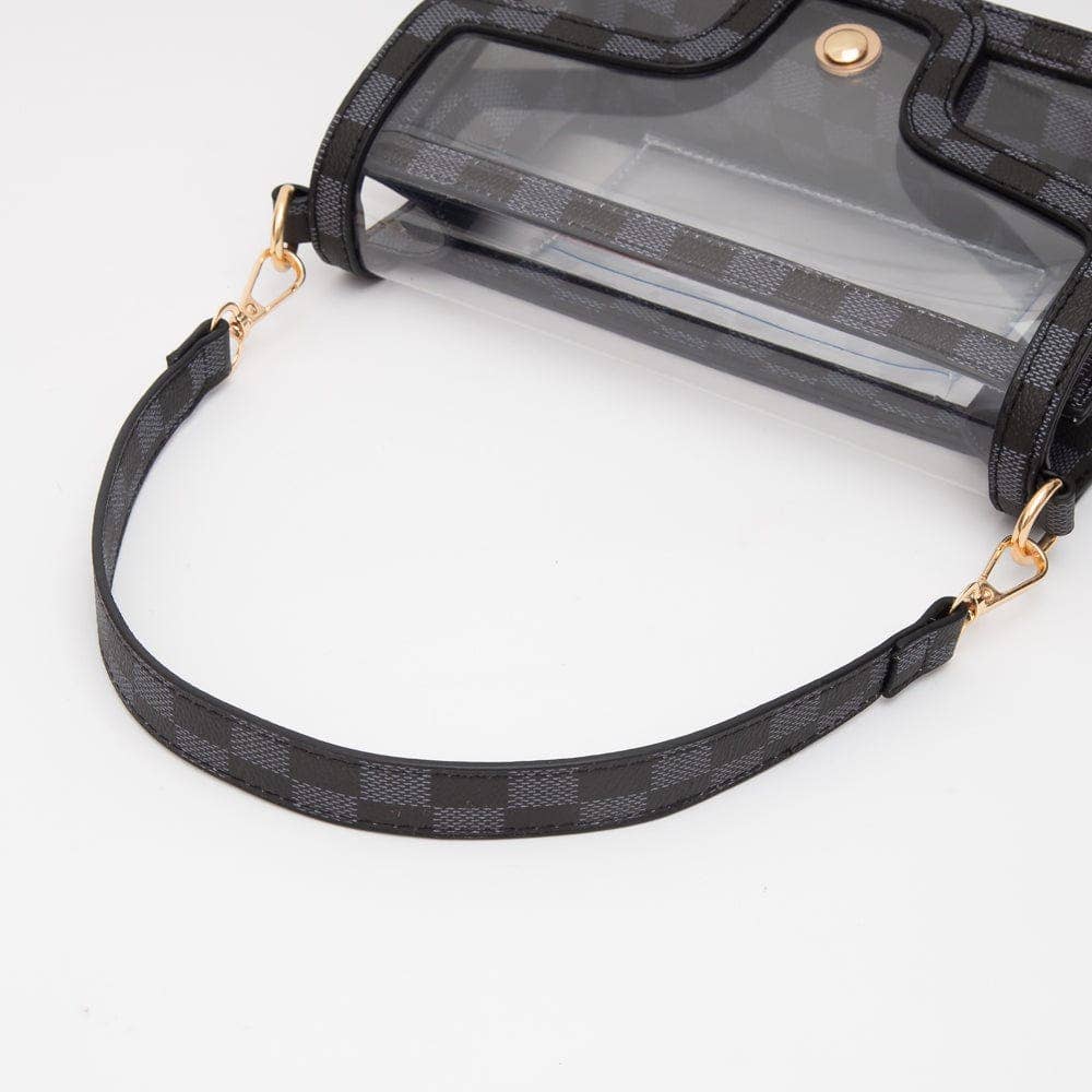 TG10756 Becky Checker Crossbody Bag With Chain Strap