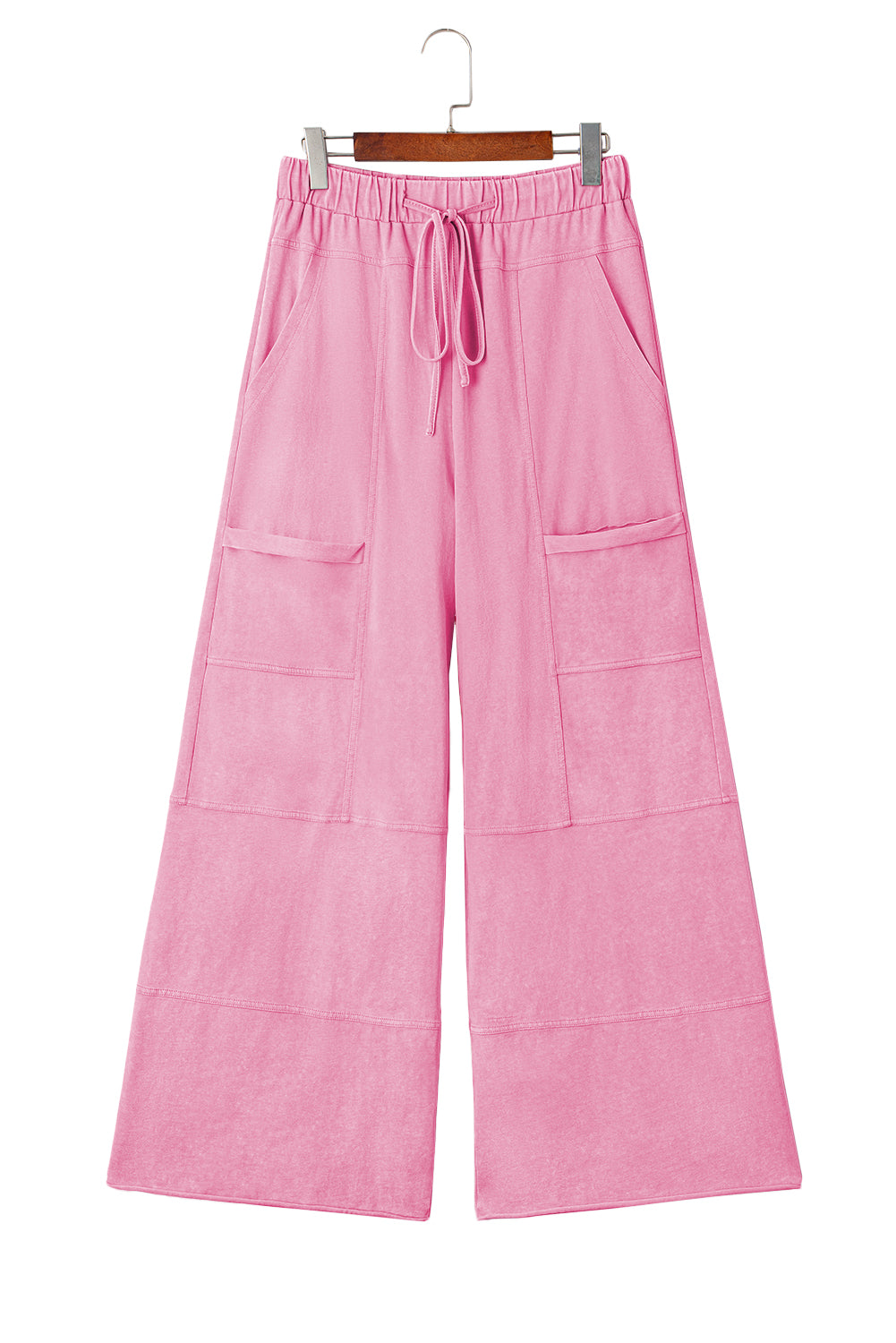 Bonbon Mineral Wash Exposed Seam Wide Leg Cargo Pants