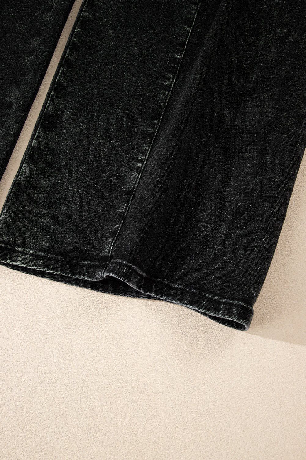 Dark Grey Pleated Wide Leg Mineral Wash Jeans