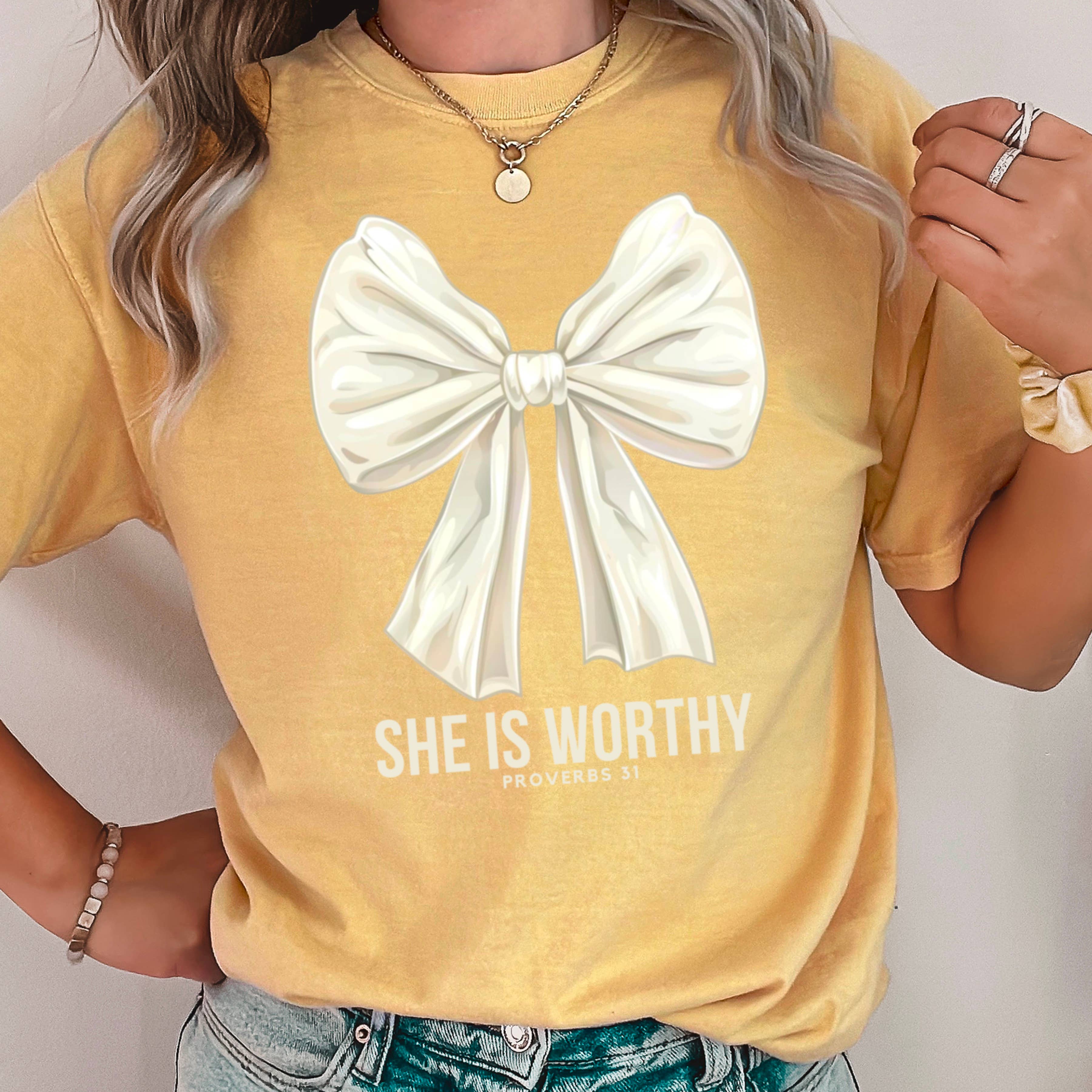 She Is Worthy Graphic Tee | Christian Apparel |Comfort Color