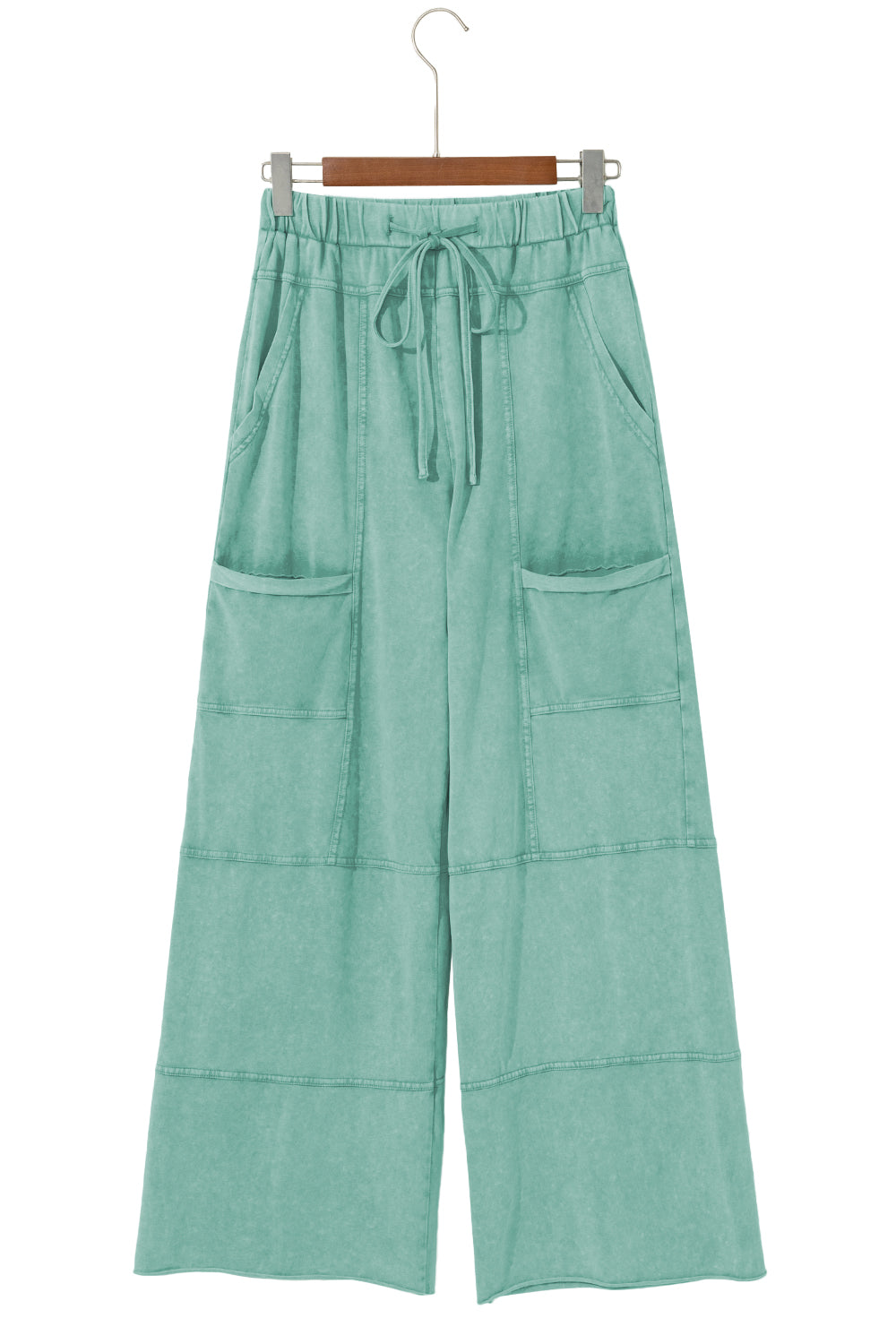 Bonbon Mineral Wash Exposed Seam Wide Leg Cargo Pants