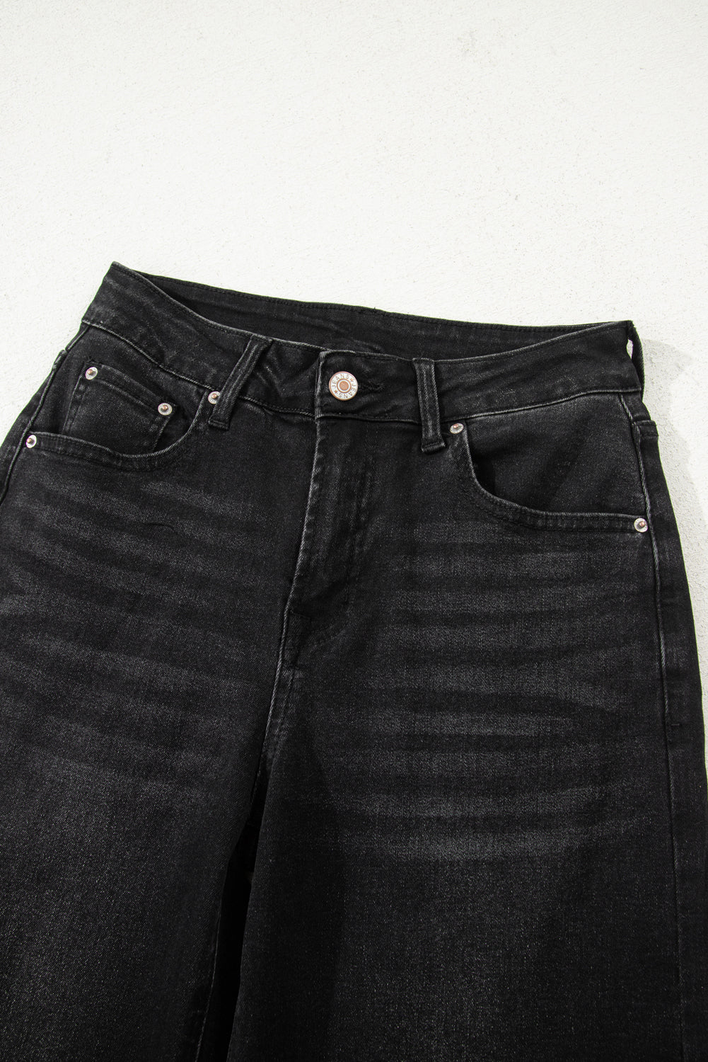 Real Teal Raw Hem Straight Leg Loose High Waist Jeans