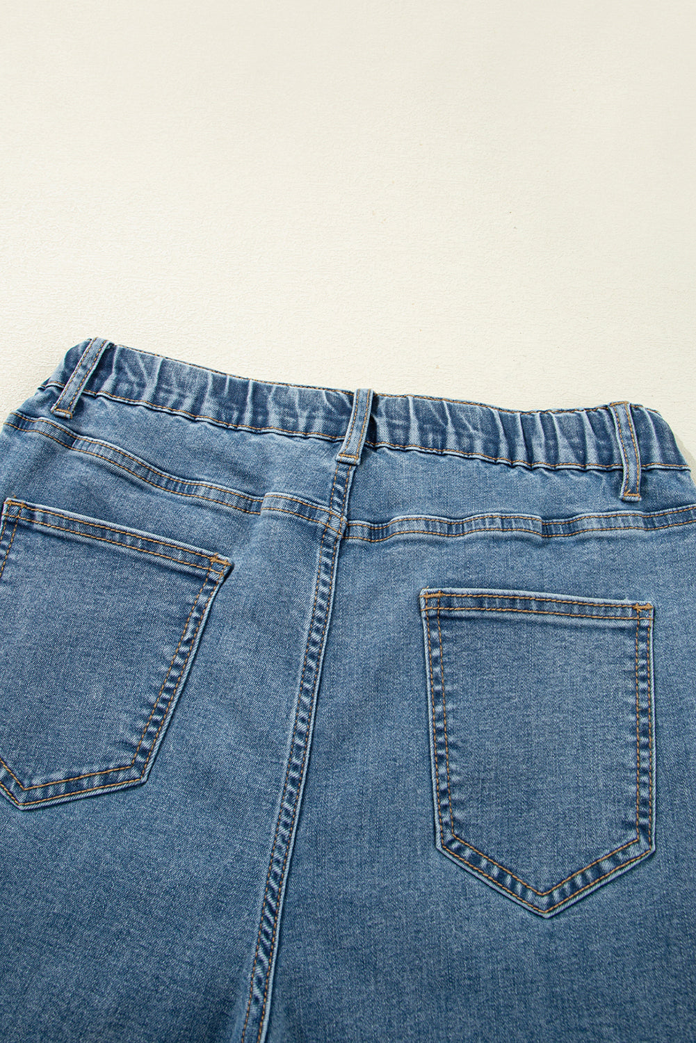 Dusk Blue Medium Wash Drawstring Waist Wide Leg Jeans