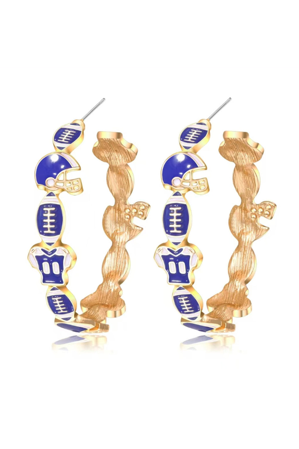 Dark Blue Game Day Hoop Earrings