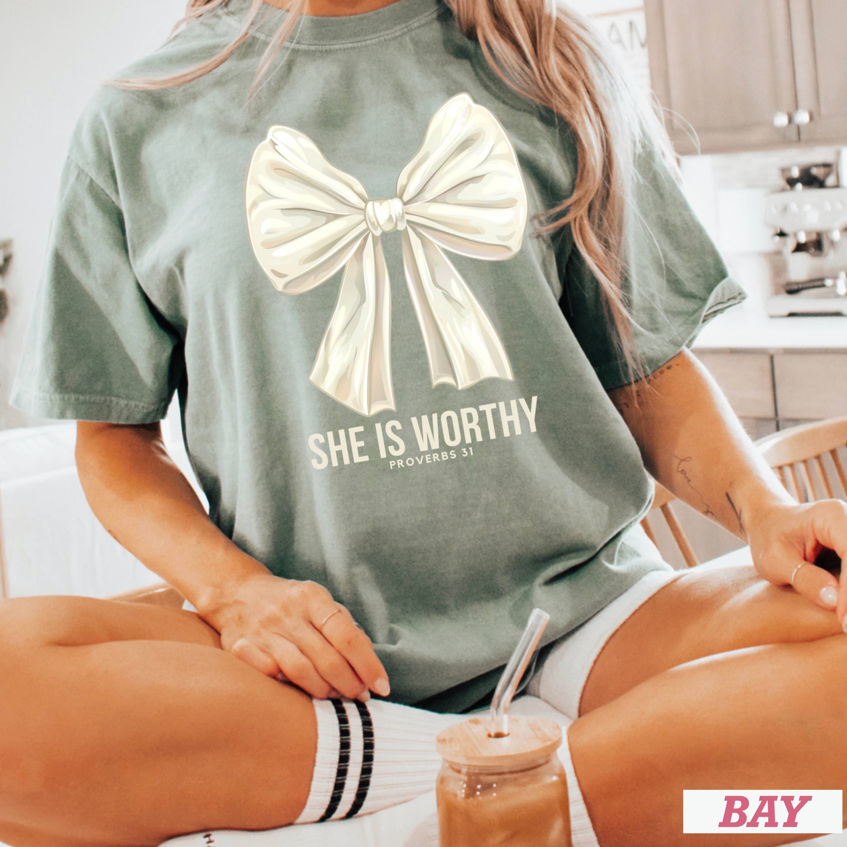 She Is Worthy Graphic Tee | Christian Apparel |Comfort Color