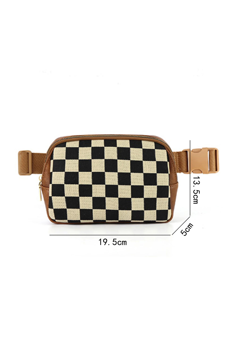 Black Faux Leather Checkered Patchwork Crossbody Bag