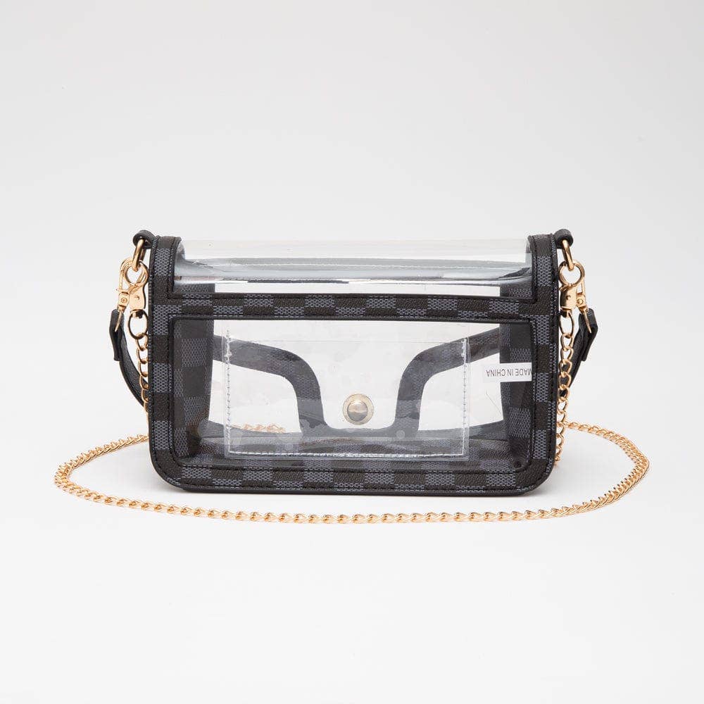 TG10756 Becky Checker Crossbody Bag With Chain Strap